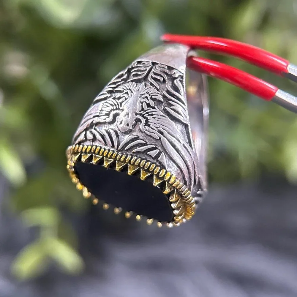 Large Black Ring‎ With Gold Accent